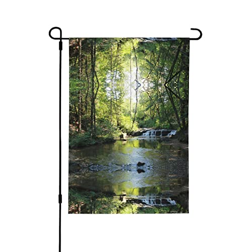 Drapeau de jardin imprimé forêt France arbres ruisseaux drapeaux de jardin drapeaux de cour double face drapeau de décoration pour toutes les saisons 31,8 x 45,7 cm