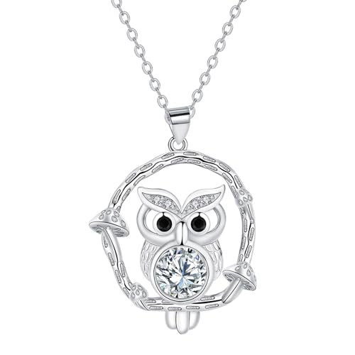 Hifeeled Collier Femme Argent Sterling 925 Collier Hibou,Cadeaux Originaux pour Femmes Épouse Sœurs Amis - Réglable（45cm+5
