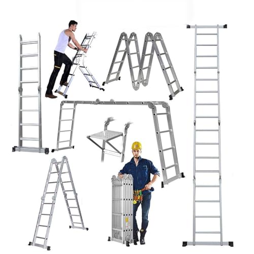 4.7M Multi-Purpose Aluminium Folding Step Ladder Lightweight Heavy Duty 14 in 1 Combination Ladder w/Platform