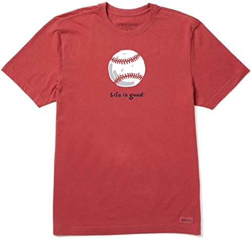 Life is Good Men's Vintage Crusher Graphic T-Shirt Baseball, Faded Red, Medium
