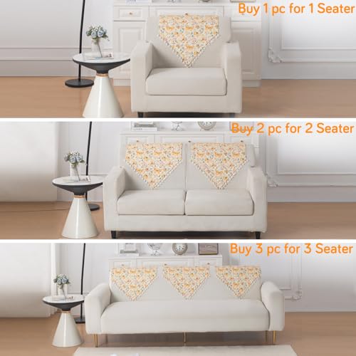 Image of HOKIPO Sunlit Butterfly Quilted Sofa Backrest Cover Mat| 'Tassel Twigs' Series (IN-988-T3)