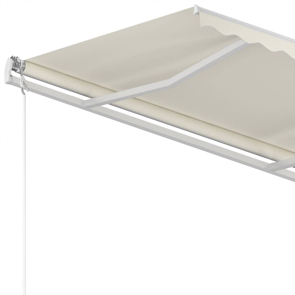 Toldo con brazo articulado, 350 x 250 cm, toldo manual retráctil con manivela, dispensador de sombra para terrazas y balcones, marco de aluminio blanco, tejido de poliéster crema