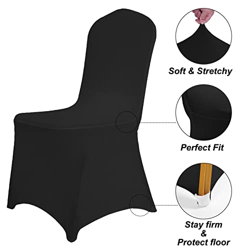 Supero Waterproof Spandex Chair Cover 100Pcs, Stretch Dining Chair Covers, Polyester Outdoor Chair Covers, Protector Stretch Chair Cover For Party Universal, Banquet, Wedding Event, Hotel(Black) #TOP4