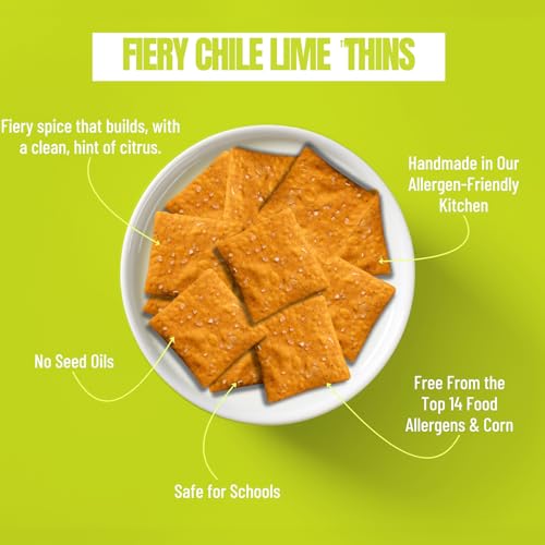 Image of Every Body Eat Snack Cracker Thins, Fiery Chile Lime - Gluten Free, Vegan, Dairy Free, and Seed Oil Free, 4oz
