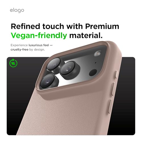 Image of elago Magnetic Leather Case Compatible with iPhone 17 Pro Max Case, All MagSafe Accessories, 6.9 inch - Built-in Magnets, Durable Vegan Leather, Shockproof, Water-Resistant (Lovely Pink)