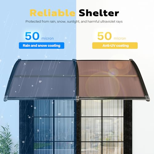 image for VIVOHOME Polycarbonate Window Door Awning Spliced Canopy Brown with Bl