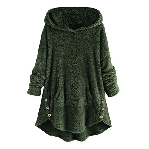 LONGDAY♛ Women's Plus Size Tops Button Up Kanga Pocket Hoodies Sweatshirt Coat Outerwear