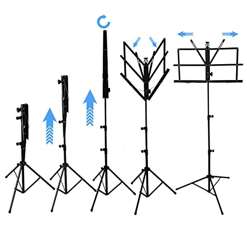 Mosico Music Stand For Sheet Music Portable 2 In 1 Dual-Use Folding Sheet Music Stand Music Holder With Carrying Bag #TOP5