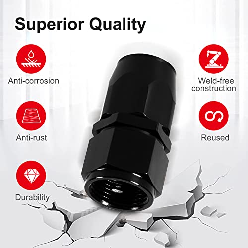Image of 1PCS 12AN Straight Swivel Hose End Fitting for Braided CPE Fuel Line Anodized Aluminum Alloy Black