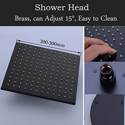 Système de douche mural noir mat, pommeau de douche à main et ensemble robinet de douche - 8