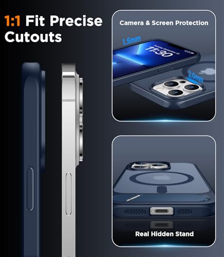Image of Magnetic Compatible with iPhone 13 Pro Max Case, [Built-in Invisible Kickstand][Compatible with MagSafe] [Military Grade Shockproof] Slim Translucent Matte Phone Case for iPhone 13 Pro Max 6.7 inch