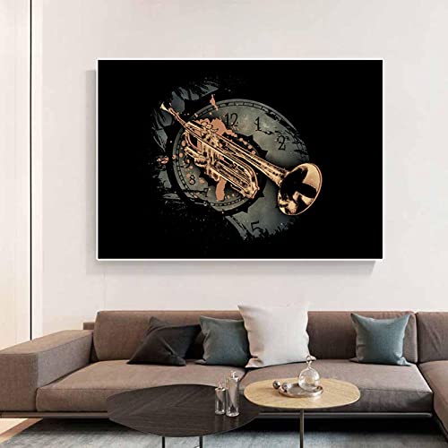 Peinture Décorative Trompette 60x90cm pour Habiller un Mur de Studio Musique