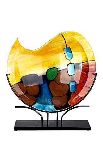 Gilde GlasArt 39932 Murano - Jarrón Decorativo Redondo de Cristal, Multicolor, Altura 49 cm