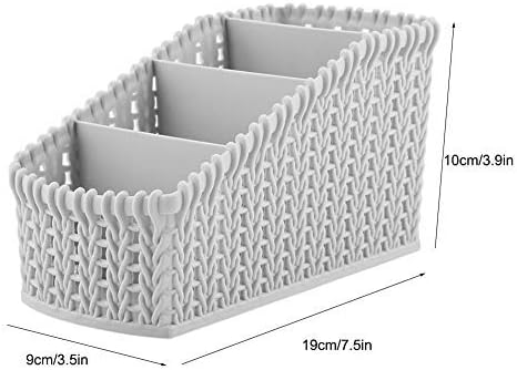 Wifehelper Multi-grid Rattan Desktop Storage Box Cosmetics Holder Desktop Organizer Home Accessories Container(Light Gray)