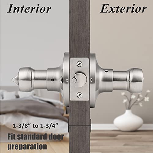 Probrico (4 Pack Wave Style Keyed Alike Entry Levers, Keyed Reversible Door Handles With Lock And Same Keys, Exterior Interior Entry Locks In Satin Nickel Finish #TOP2