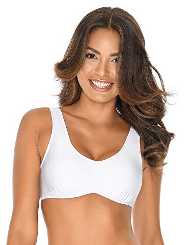 RELLECIGA Women's White Racerback Sports Bikini Top Swimwear Size Medium