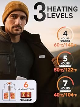 Verwarmd vest, verwarmingsvest voor dames en heren, verwarmde jas met 10.000 mAh powerbank, microfleece verwarmingsjas, USB-warmtevest met 3 instelbare temperaturen, 6 warmtezones, warmtejas