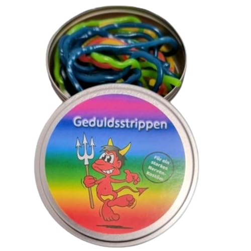 Geduldsstrippen aus der Dose Fruchtgummi Nervennahrung Geschenk zur Entspannung Spaßgeschenk Lustig (4 Geschmacksrichtungen) Metalldose