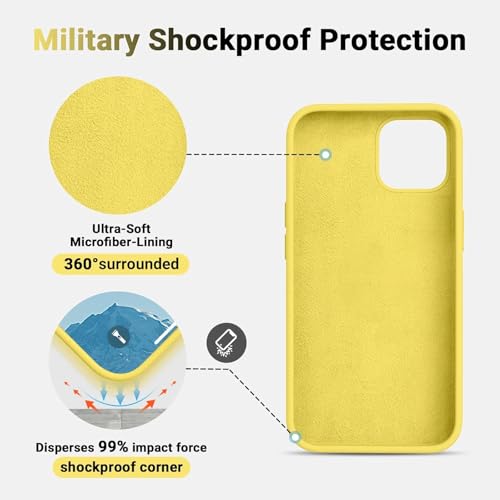Image of Premium Liquid Silicone Case for iPhone 12 & 12 Pro - Slim Full Body Protective Back Cover with Soft Microfiber Lining, Anti-Slip Grip Scratch Resistant Phone Case(Yellow)