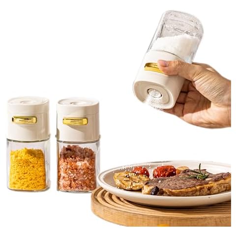 MDZF SWEET HOME Salt and Pepper Shakers,Precise Quantitative Seasoning Bottle,0.5g Salt per Press,Suit for Cooking Table Camping RV Outdoor BBQ Cover
