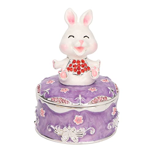 Tyenaza Cajas De Baratijas con Estatuillas De Conejo, Cajas De Baratijas con Estatuillas De Conejo Cajas De Joyería Pequeñas con Diamantes De Imitación Pintados A Mano para Sala De Estar