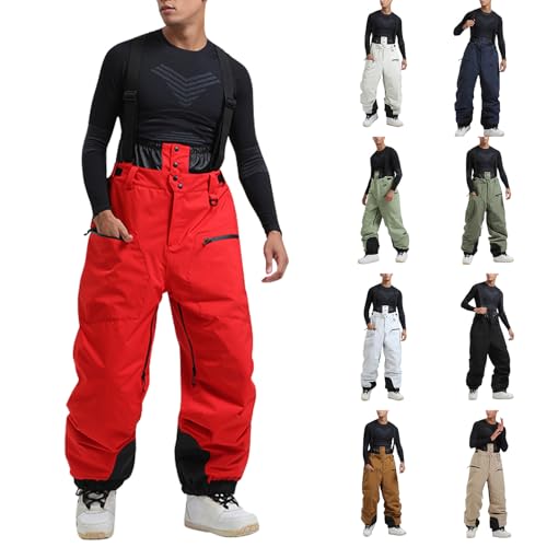 Pantalon Ski Homme Salopette Ski Impermeable Pantalon De Snowboard Pantalon Softshell Pantalon RandonnéE Hiver Chaud Rouge, M