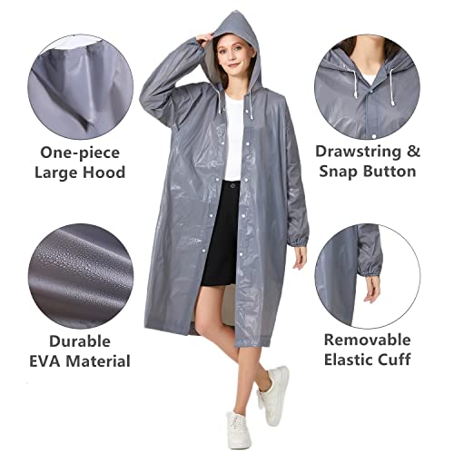 Image of Rain Poncho Raincoats for Adult Reusable - 2-5 Pack EVA Waterproof Rain Coat with Hood, Rain Gear for Men Women