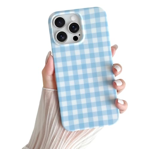 Coque iPhone 13 Pro vichy bleu ciel Skyseaco en silicone fine