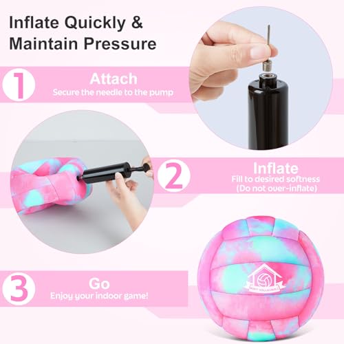 Image of Soft Indoor Volleyball, Cushioned Cover Training Ball for Beginners, Silent Indoor Volleyball with Pump, Lightweight Official Size 5 Volleyballs for House Games & Practice