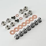 NICKEL TWO 2 STROKE TOP END MOTORCYCLE ENGINE CYLINDER HEAD ACORN CAP FLANGE NUTS BOLT KIT COMPATABLE WITH HONDA CR KAWASAKI KX YAMAHA YZ SUZUKI RM TRX250R ATC250R LT250R LT500R 85 125 250