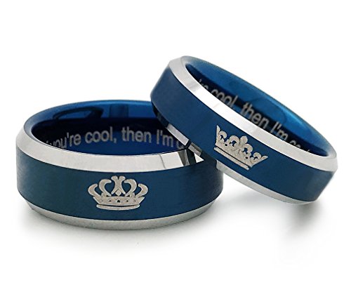 Kriskate & Co. King And Queen Tungsten Rings, Personalized Couples Ring Set, His And Hers Tungsten Wedding Bands, Anniversary Rings Tcr383 (No Inside Engraving) #TOP1