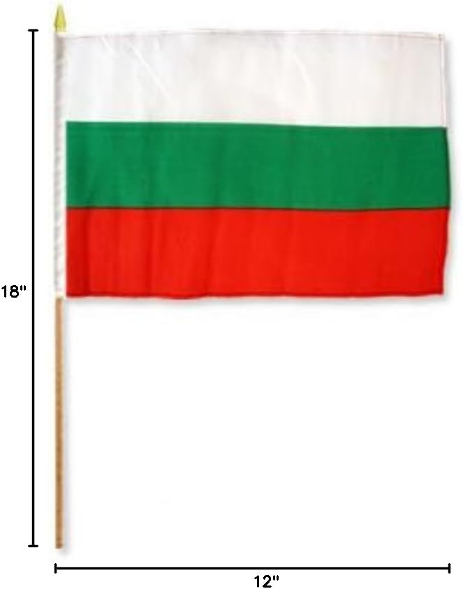 One Dozen Bulgaria 12x18in Stick Flags.