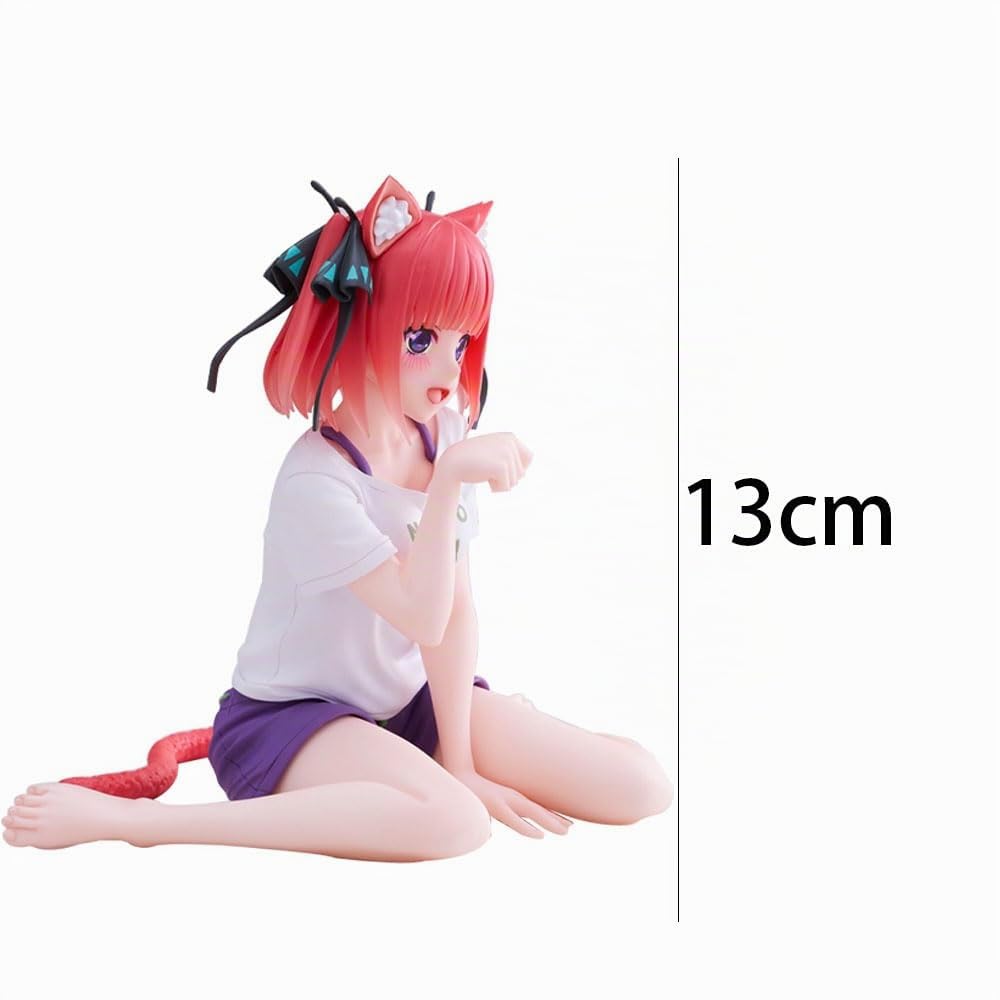 5 figuras de anime, The Quintaesencia Quintuplets, figura de Nakano Miku/Nakono Yotsuba, modelos de personajes, lindos gatos, decoración de escritorio, adornos de colección de PVC, regalo