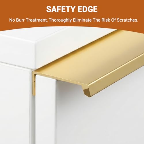 HOME MASTER HARDWARE 10 Pack Edge Finger Pulls for Cabinets 120mm/4.72" Length, Modern Drawer Concealed Tab Pulls, 96mm Hole Center Hidden Edge Pulls Handles for Home Cabinet, Gold — view 5