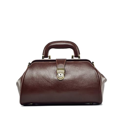Genuine leather women's bag retro doctor's bag handmade foreskin layer cowhide Shoulder bag buckle type women's bag