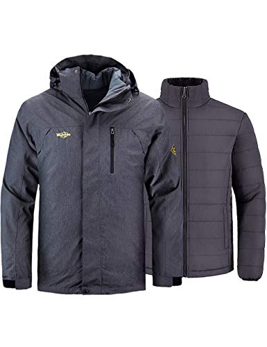 Wantdo Men's Mountain Waterproof Ski Jacket Windproof Rain Jacket Dark Grey S