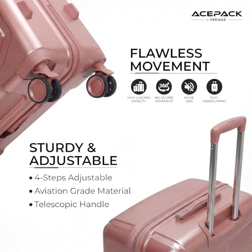 Image of ACEPACK - MEGATRON Set Of 3 Pieces (Small + Medium + Large) Trolley Bag, Lightweight Luggage Suitcase With Spinner 8 Wheel, Unbreakable Polypropylene Hard Shell, In-Built Number Lock, 3 Years Warranty