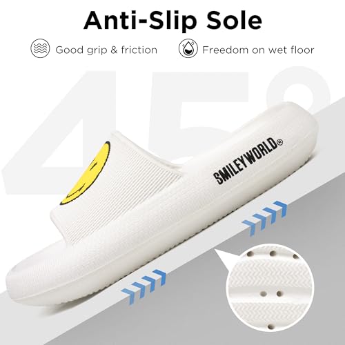 SmileyWorld Cloud Slides for Women and Men Smile Face Pillow Slippers with Arch Support Non Slip Quick Drying Shower Shoes EVA Flat Sandals4