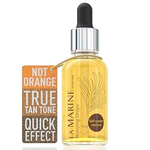 LaMarine Skincare Sun-Kissed Glow Self-Tanning Drops for Face – Medium Bronzer with Sunless Tanner Effect, Liquid Facial Bronzing Solution – Natural Looking Face Tan with Self-Tanning Drops