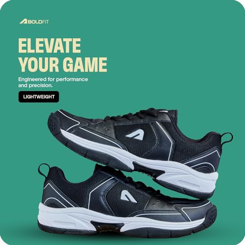 Boldfit Badminton Shoes Shuttle Non Marking Shoes for Badminton Men Light Badminton Shoes for Women & Badminton Shoes Men Breathable Non Marking Shoes for Badminton Anti Skid Pickleball Shoes Black 10 3 4103Hj0vkFL