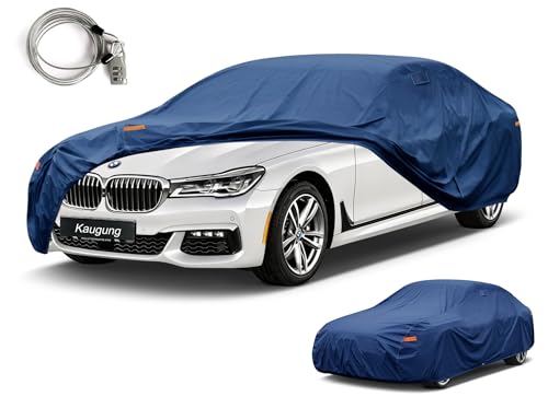 Image of Kaugung Custom Fit Car Cover for BMW 7 Series 730 740 745 750 760 (1977-2026), Heavy Duty Waterproof All Weather Outdoor Protection, Breathable Full Exterior Cover with Vent, Rain Sun Snow UV Proof