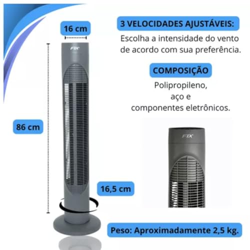 Ventilador De Torre coluna 3 niveis de velocidades Turbo Silencioso circulador de ar compacto 220v 8