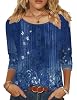 Zeagoo bestselling items for elderly Blouses For Women O Neck T-Shirt Casual 3/4 Sleeve Tee Tops For Spring Summer Spring Women's Business Clothing Blue #3