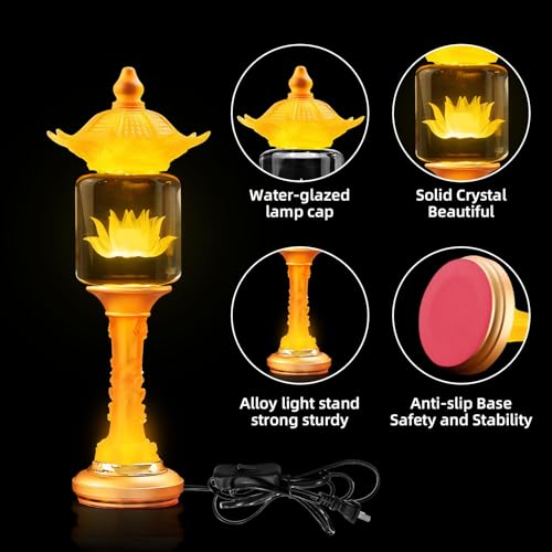 Image of Lotus Flower Lamp,Multi Color Adjustable Buddha Light for Home Altar(11 in) | Crystal Outlook;Alloy Base;Multi-scene;Fine Craft;Great Service