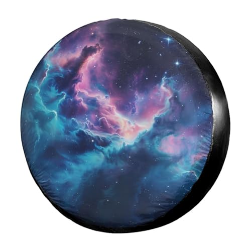 Image of Purple Galaxy Spare Tire Cover Dust-Proof Wheel Tire Cover Fit Trailer, RV, SUV and Many Vehicle 15 Inch
