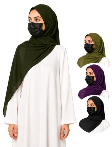 Image of Premium Georgette Hijab for Girls & Women | Lightweight and Breathable | Combo Pack of 4 | 180 cm x 70 cm