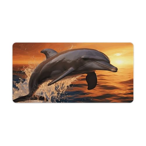 Tapis de souris de jeu Dusk Dolphin 61x30,5 cm en caoutchouc antidérapant pour bureau