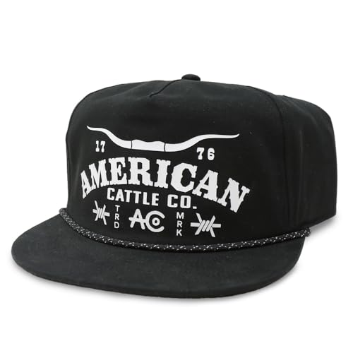 American Cattle Co. Longhorn Barb Adjustable Snapback Hat Black