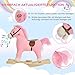 HOMCOM Children's Rocking Horse Baby Rocking Animal Horse with Animal Sounds Toy Handles for 36-72 Months Plush Pink 65 x 32.5 x 61 cm