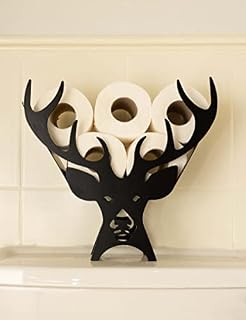 HomeZone Novelty Deer Head Toilet Roll Holder Free Standing Stag Animal Bathroom Accessories Decorative Home Decor Indoor Storage Loo Roll Holder